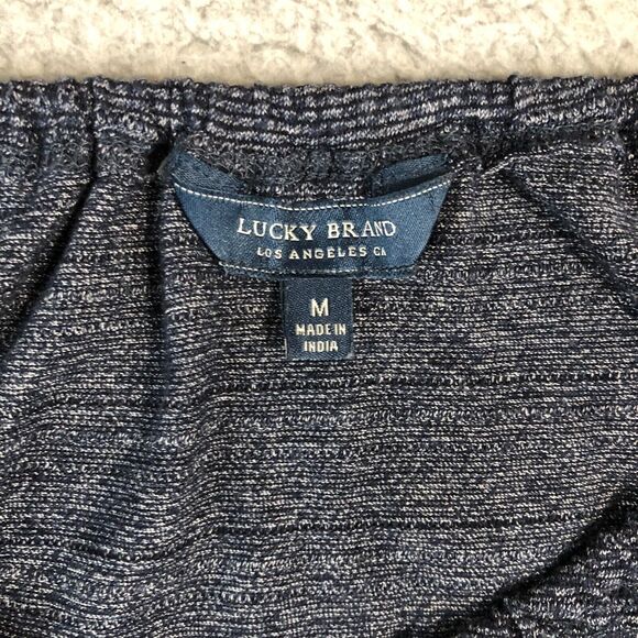 Lucky Brand Blouse Womens Medium Blue Shirt Off The Shoulder Basic Preppy Tee - Picture 2 of 7